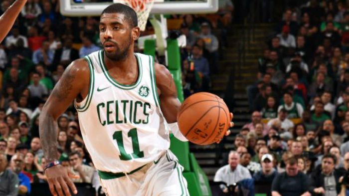 Kyrie Irving reacts to LeBron's first career ejection