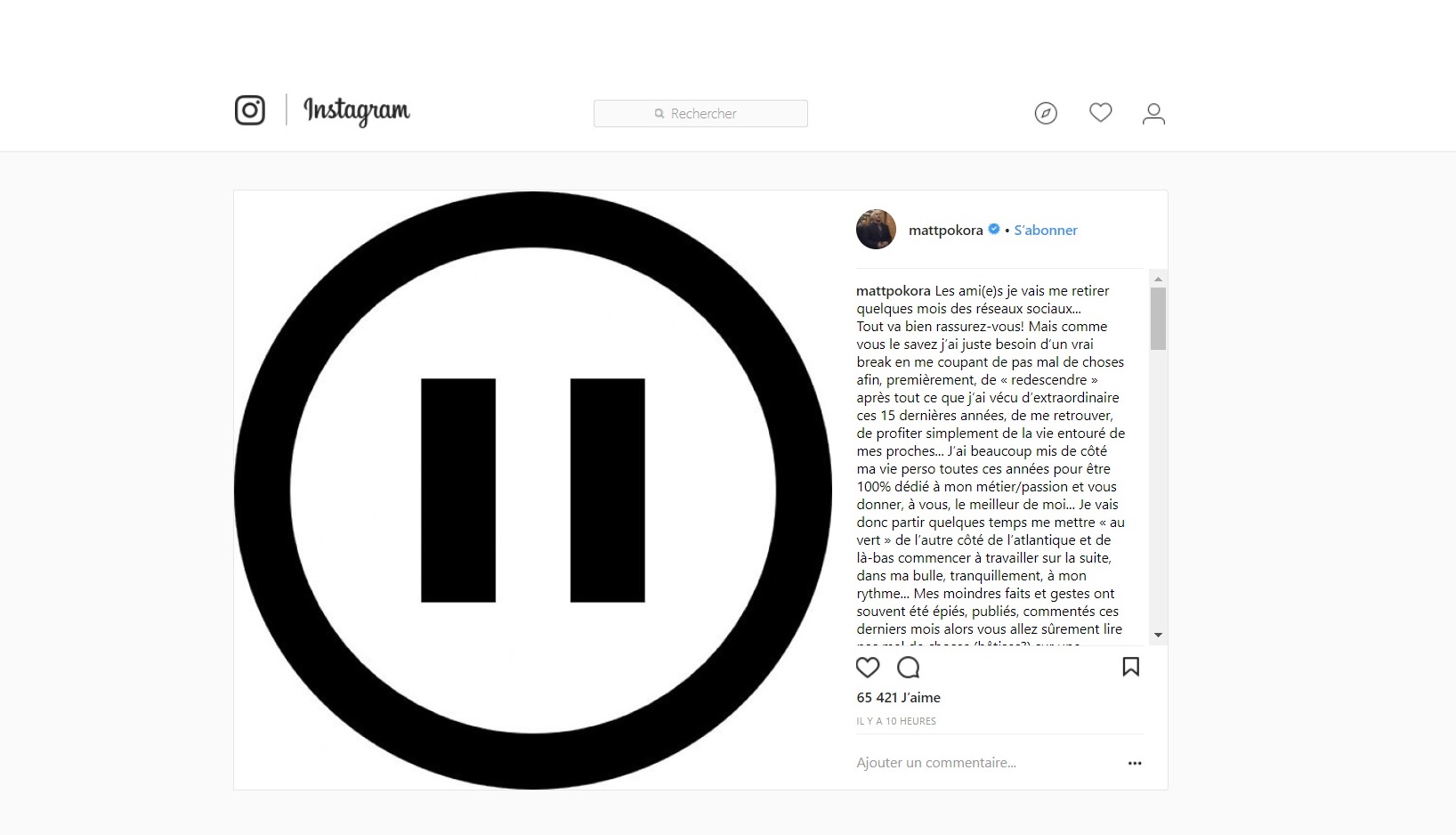 Matt Pokora quitte les réseaux sociaux et traverse l'Atlantique !