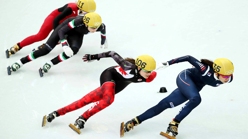 La atleta Elise Christie sufre un accidente en los Juegos Olímpicos