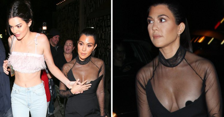 Vídeo; Vestido de Kourtney Kardashian escorrega e ela mostra demais