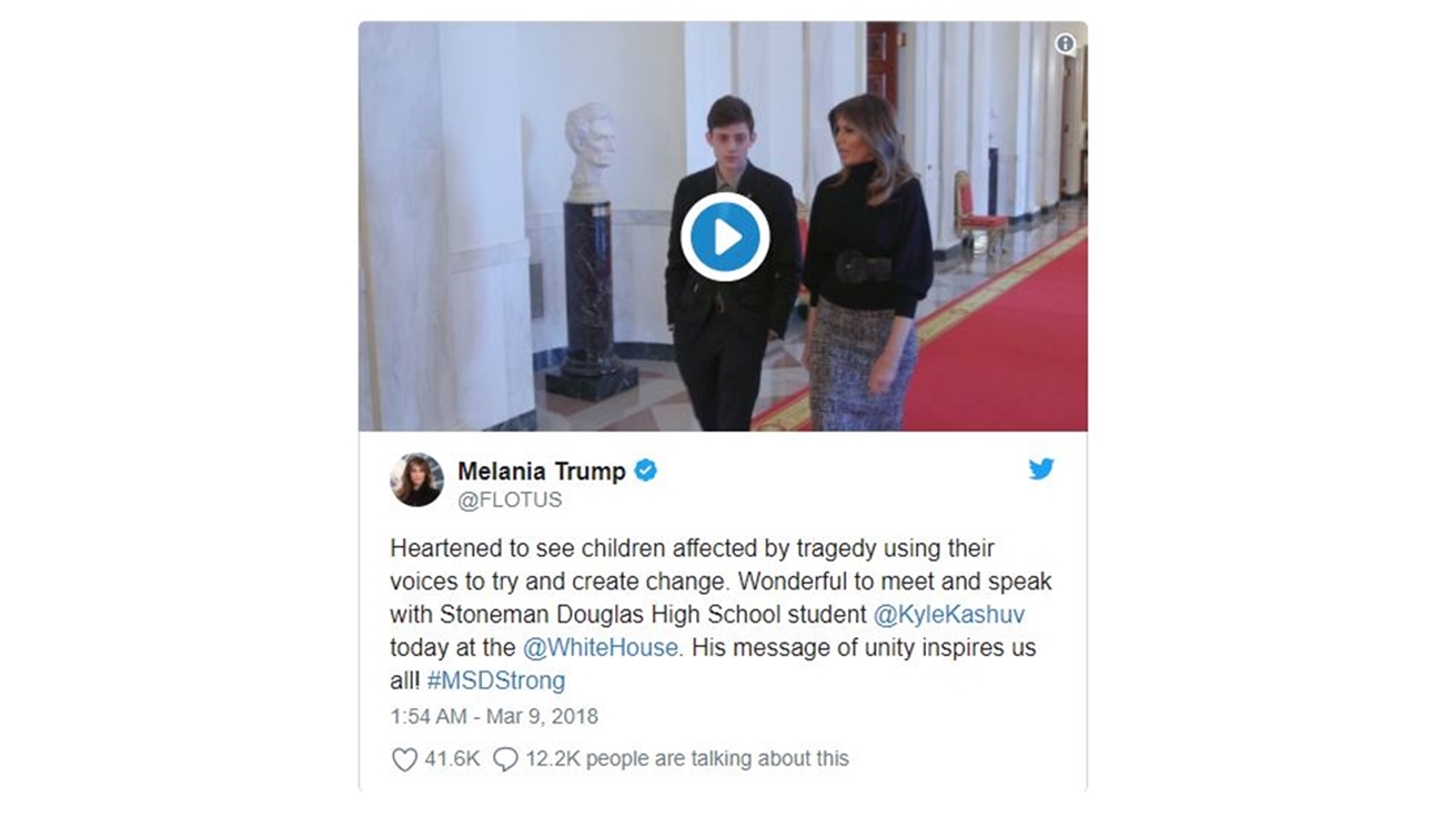 Melania Trump met pro-gun rights student from Parkland, Florida