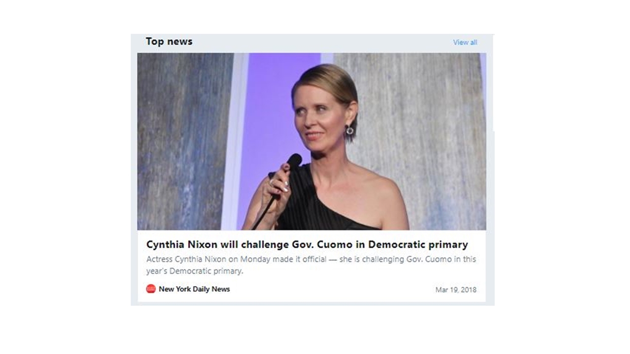 Cynthia Nixon of 'Sex and the City' runs for governor