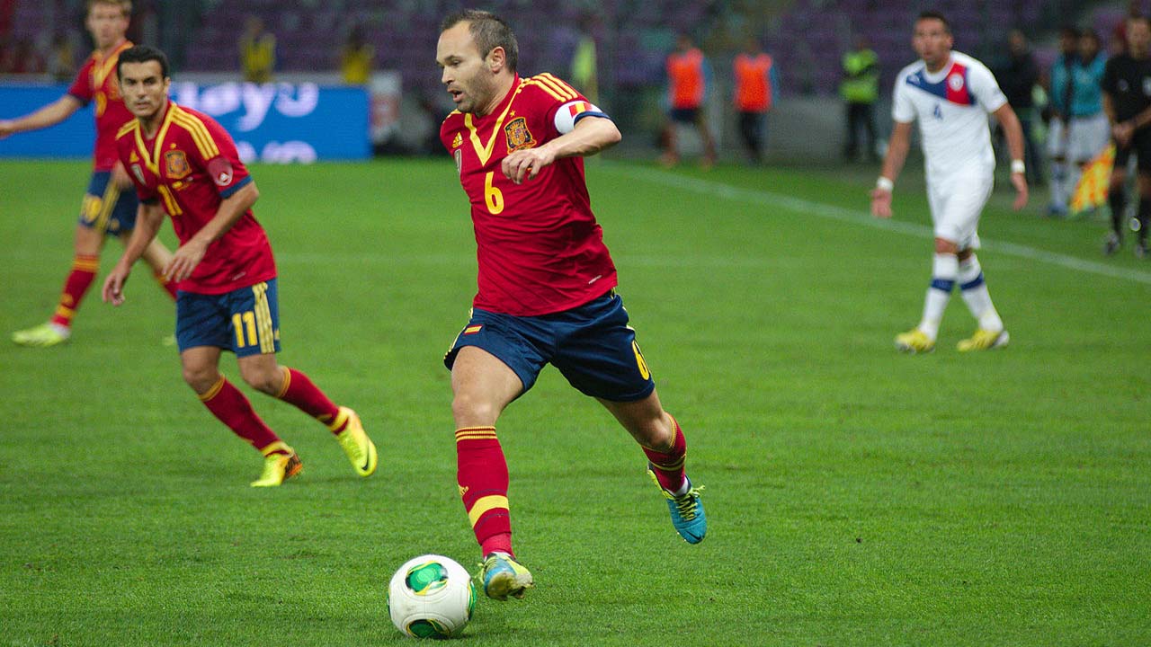 As rumors are that Andres Iniesta is leaving Barcelona, he led his team to a win