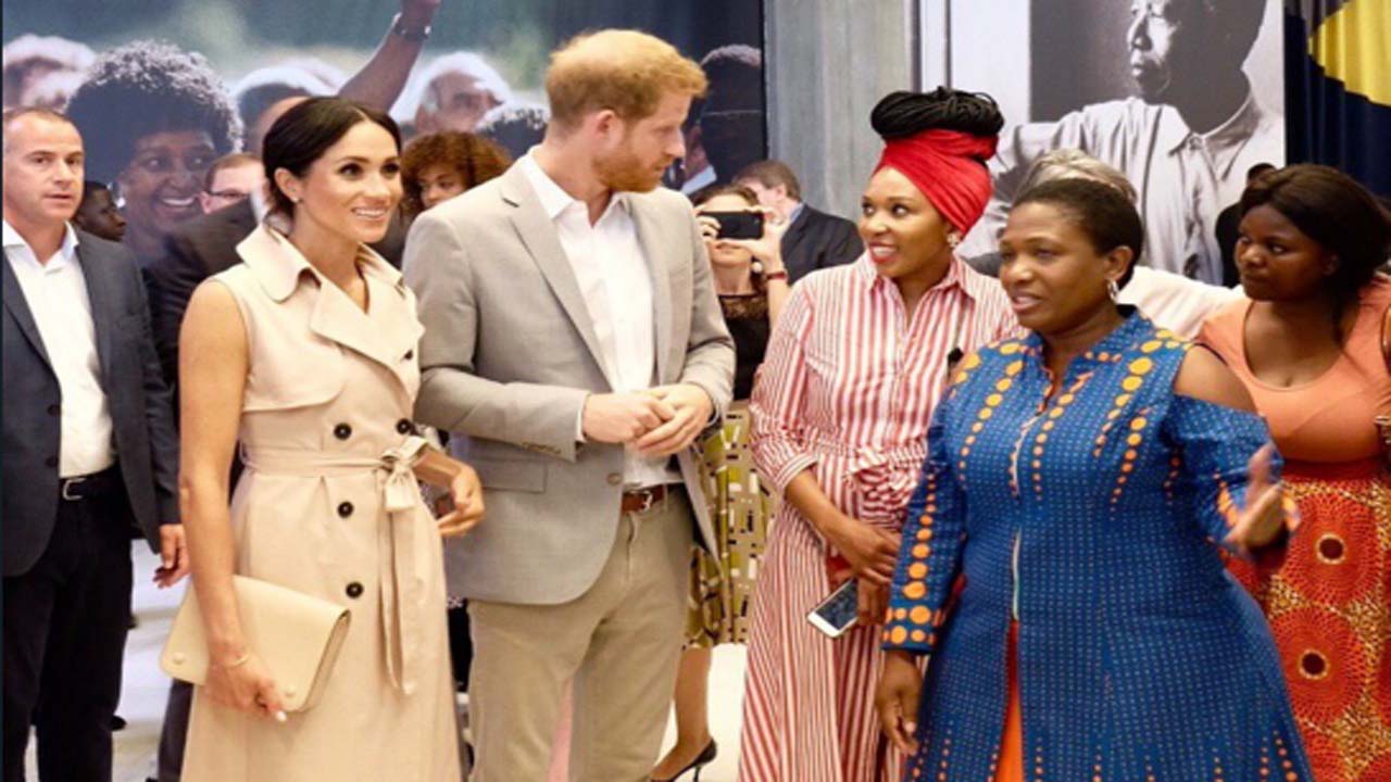 Prince Harry and Meghan met Nelson Mandela's granddaughter at exhibit in London