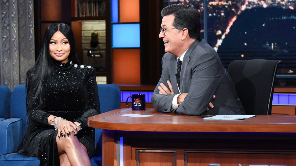 Nicki Minaj raps about having sex with Stephen Colbert on The Late Show