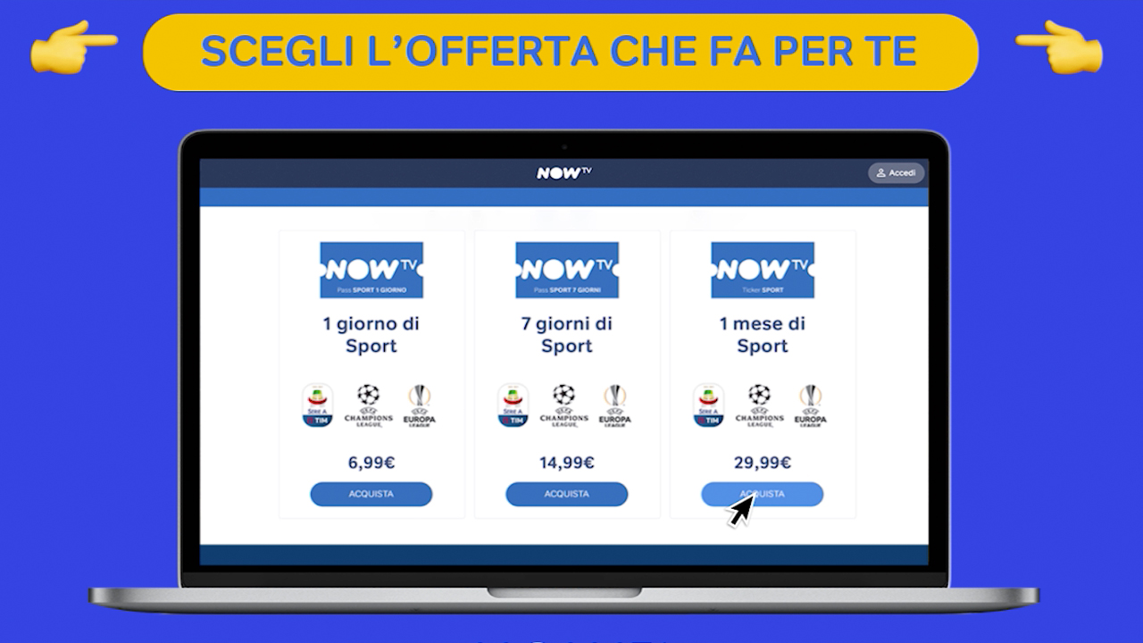 Offerte Now Tv: tre pacchetti per guardare gli eventi sportivi in streaming