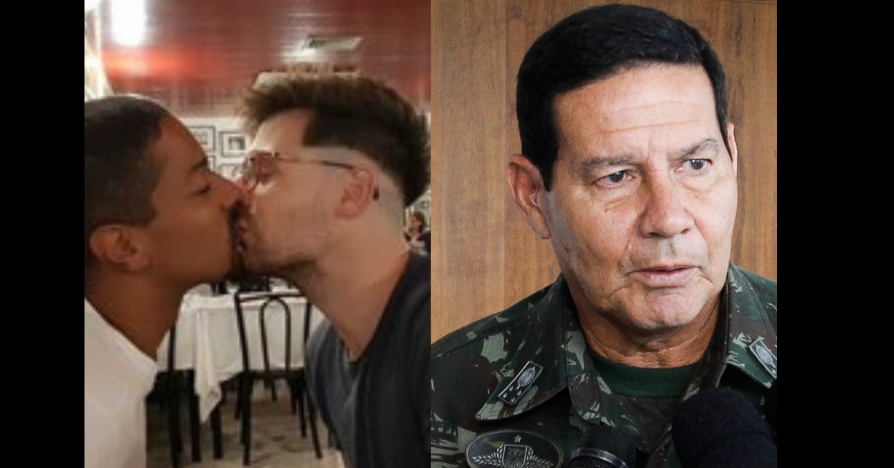 Casal homossexual se beija em frente a Mourão para supostamente provocá-lo