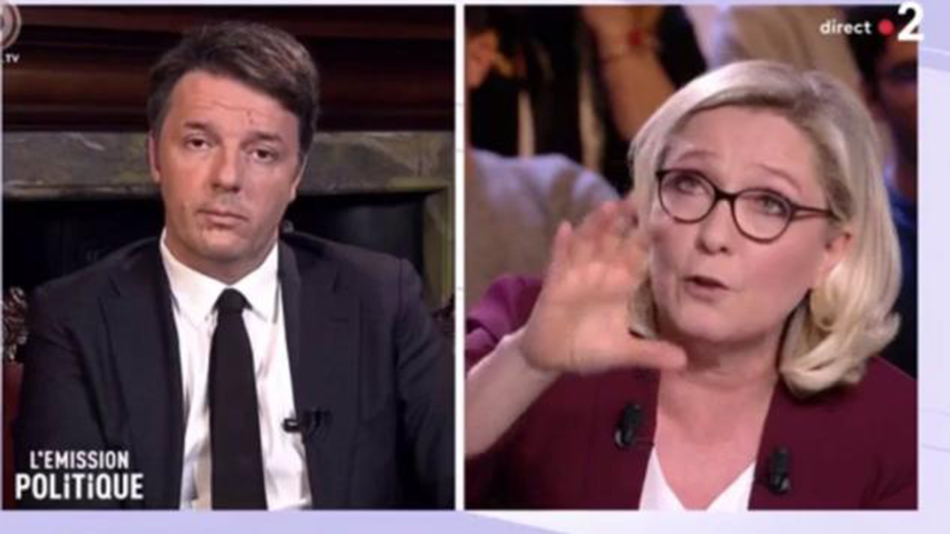 Scontro sulla TV francese tra Marine Le Pen e Matteo Renzi