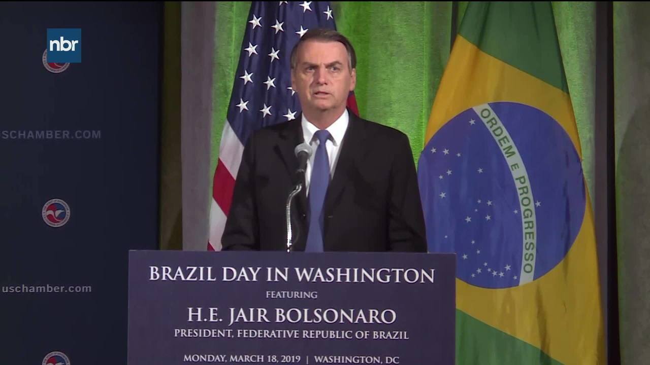Em discurso nos EUA, Bolsonaro diz que conta com Trump para libertar Venezuela