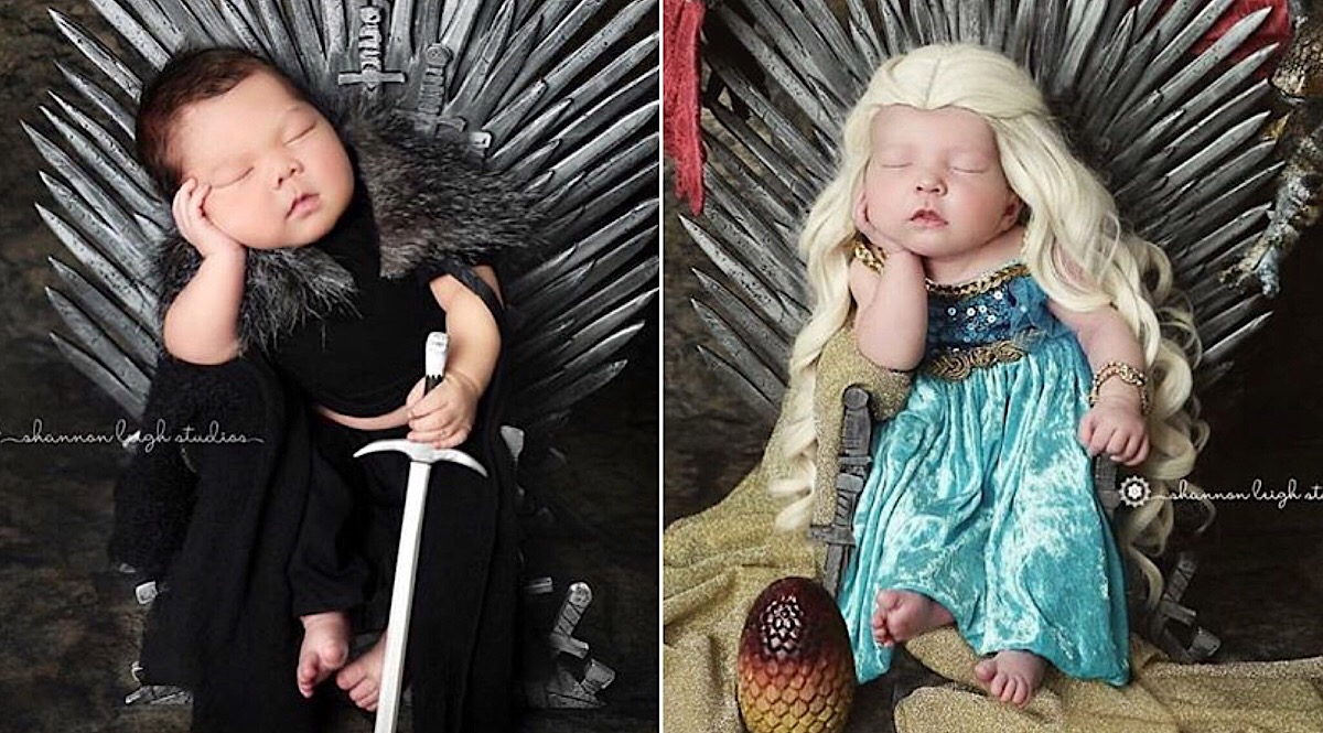 Bebês são fotografados em ensaio inspirado em 'Game of Thrones'
