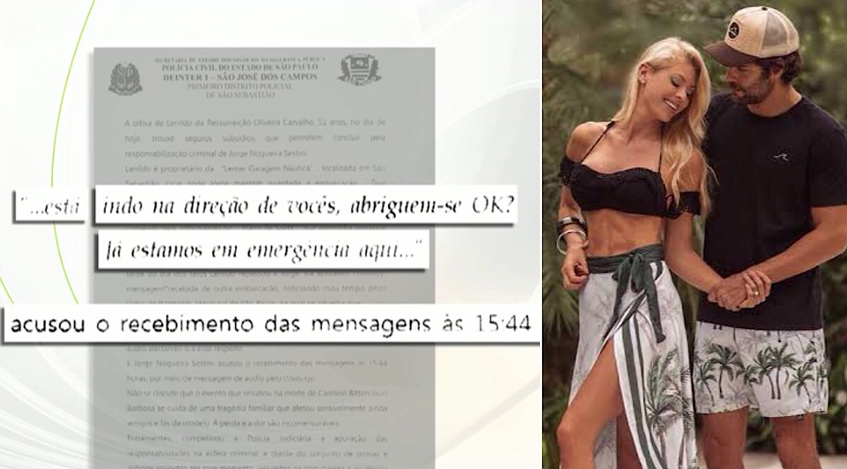 Marido de Caroline Bittencourt foi avisado sobre tempestade através de mensagens