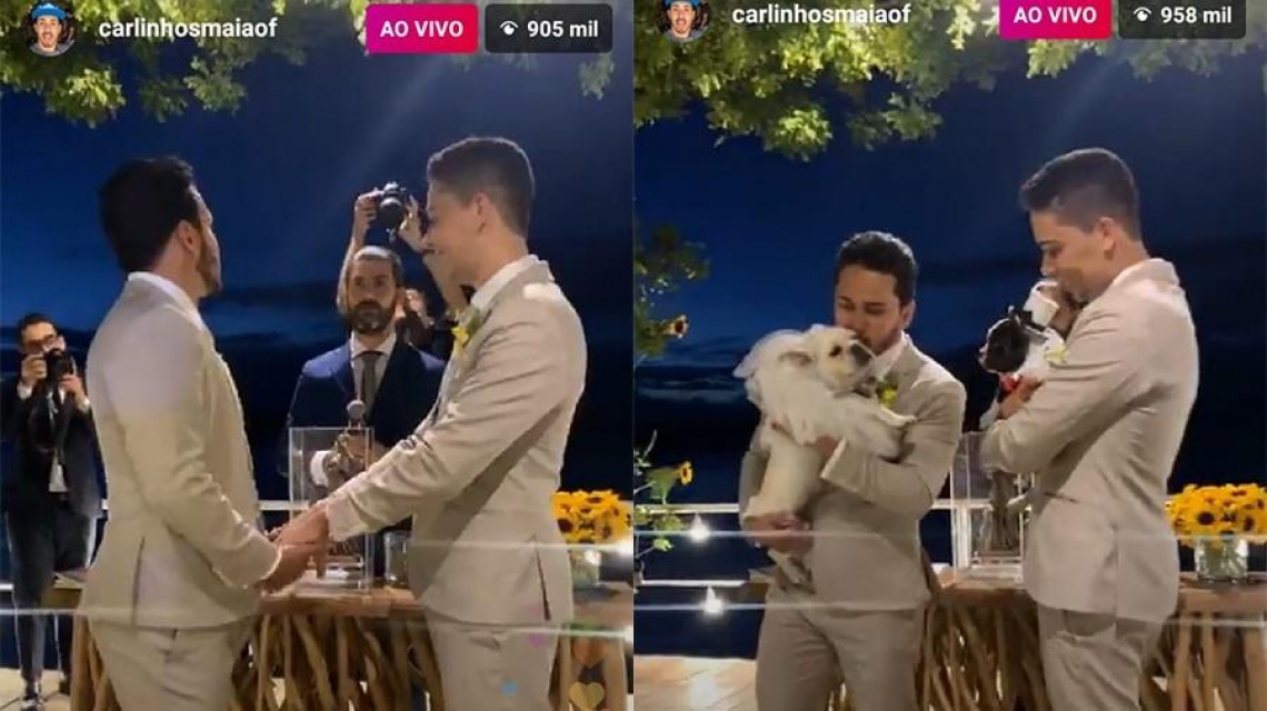 Casados, Carlinhos Maia e Lucas Guimarães oficializam união com cerimônia de luxo