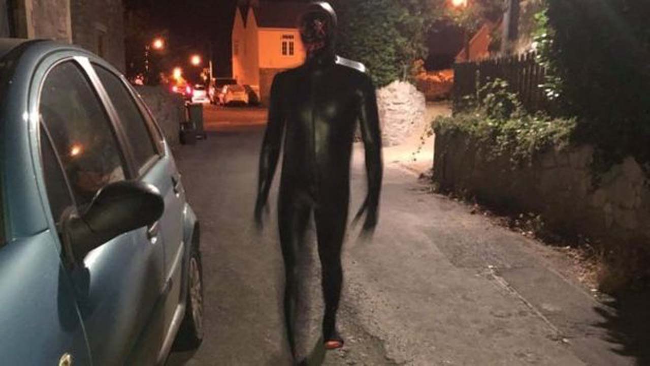 Grunting man in black gimp suit scares villagers in Somerset