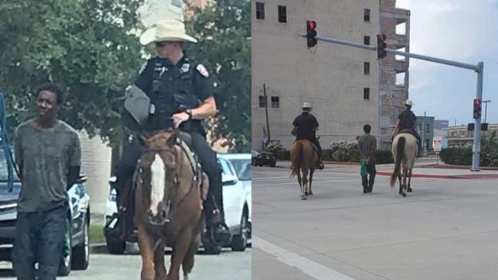 Policías de Texas desatan polémica al atar con una cuerda un hombre de raza negra