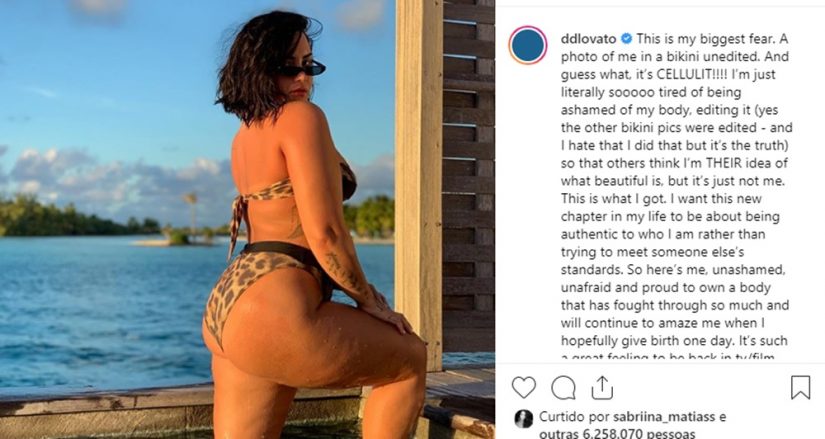 Demi Lovato mostra celulite em foto e desabafa: 'meu maior medo'