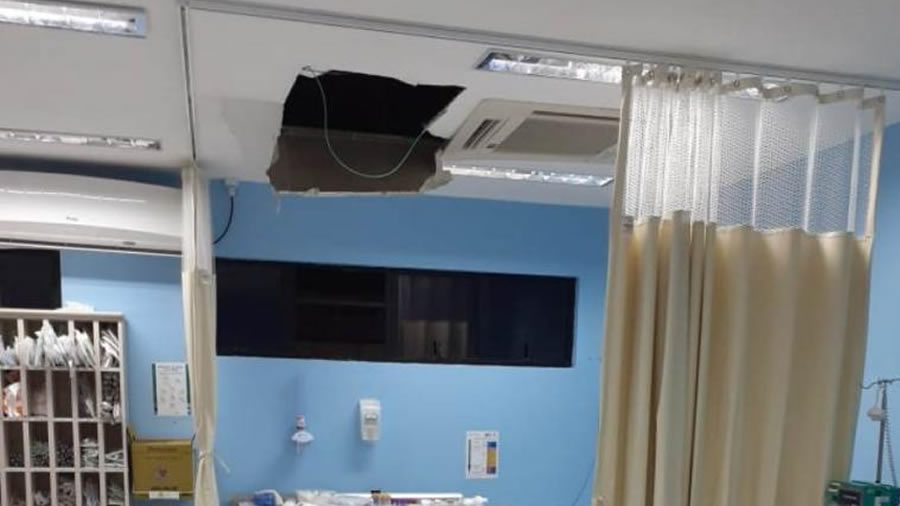 Homem que estava preso em hospital tenta fugir pelo teto e cai sobre paciente