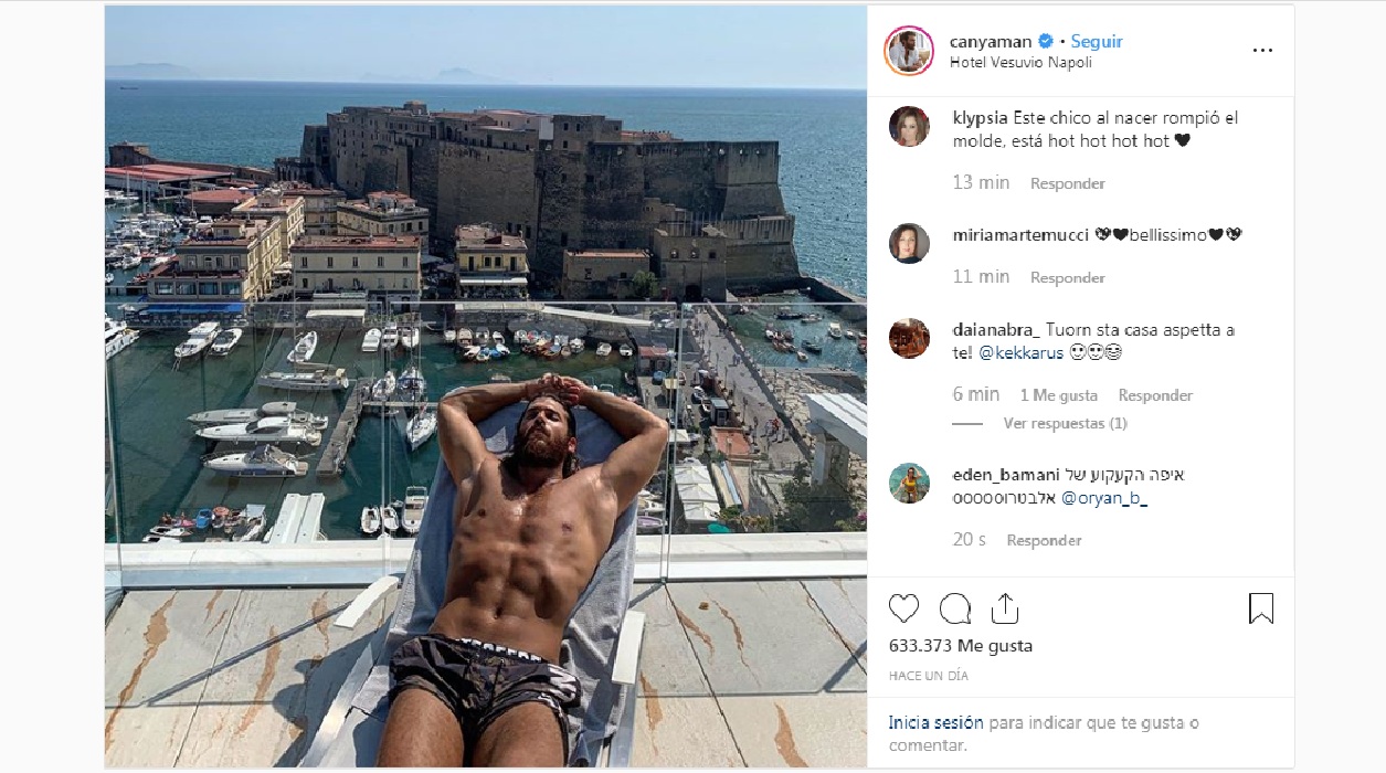 Can Yaman revoluciona Instagram con una foto tomando el sol en Nápoles